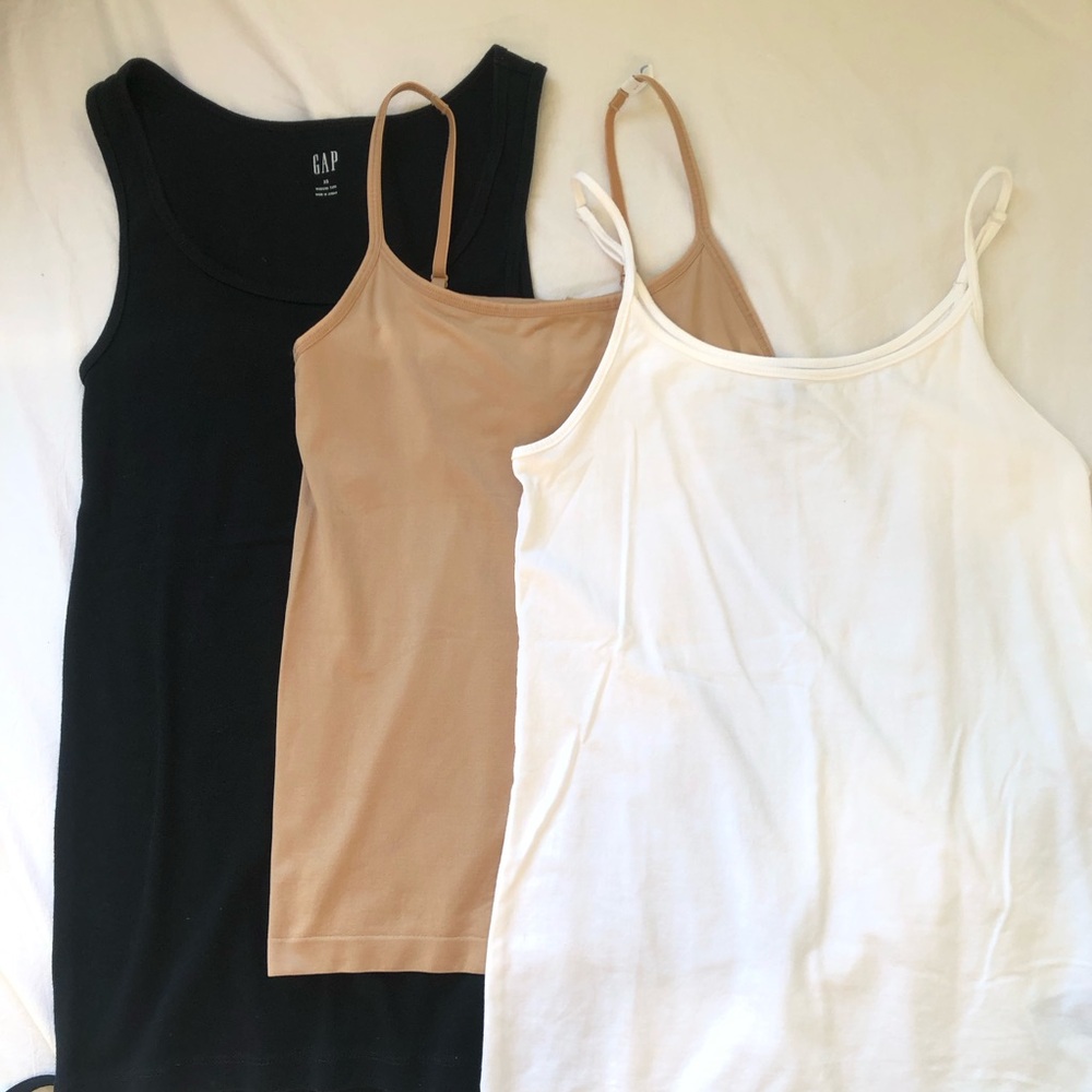 Bundle Gap Tank Tops Camisoles Black White Nude Beige Set of 3 NWOT Small